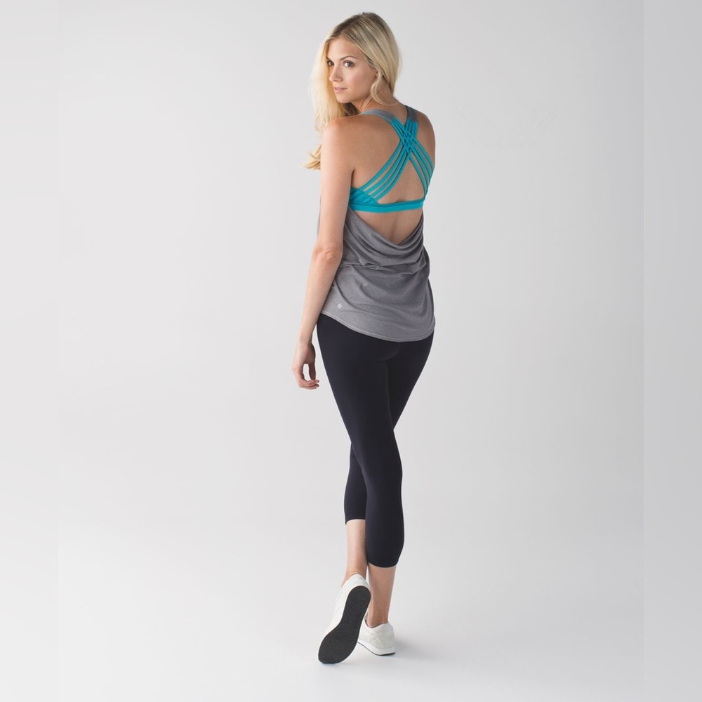 ◾️❤️‍🔥Lululemon Wild Tank In Heathered Grey Strappy Bra Blue Tropics